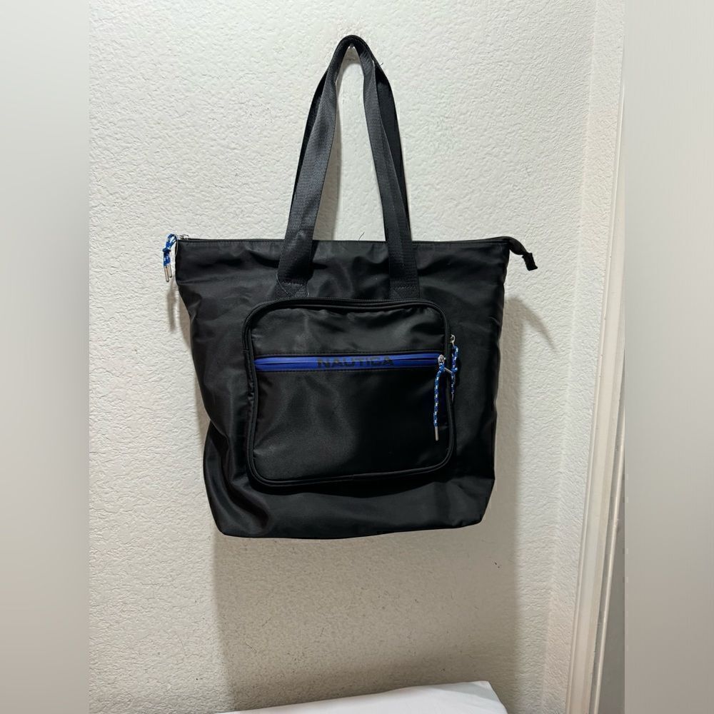 Nautica Shoulder Bag tote top zipper black blue